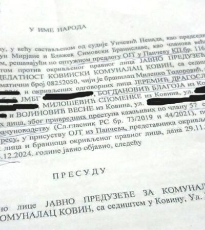 „Kovinski komunalac” kažnjen zbog privrednih prestupa